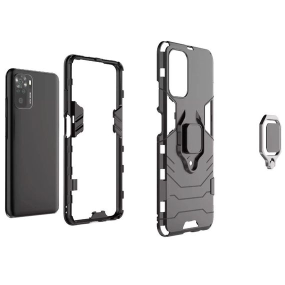 Ударопрочный чехол Transformer Ring for Magnet для Xiaomi Redmi Note 10 / Note 10s Black | Зображення 3