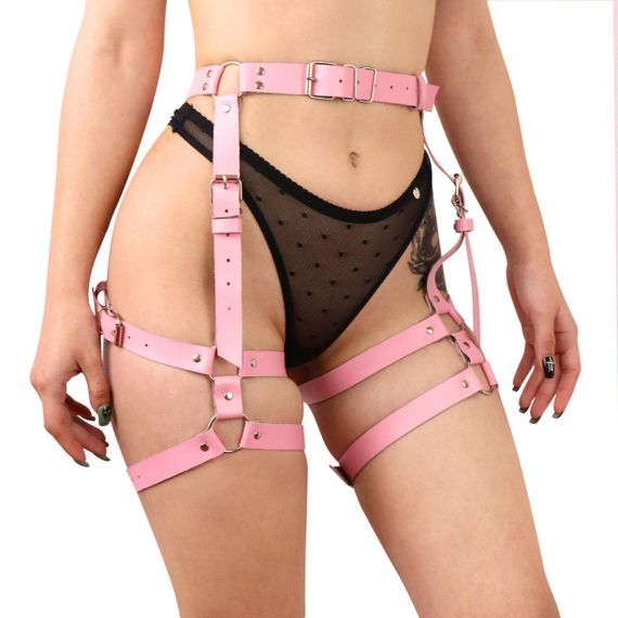 Гартери Art of Sex Claire, натуральна шкіра, колір рожевий, XS-M