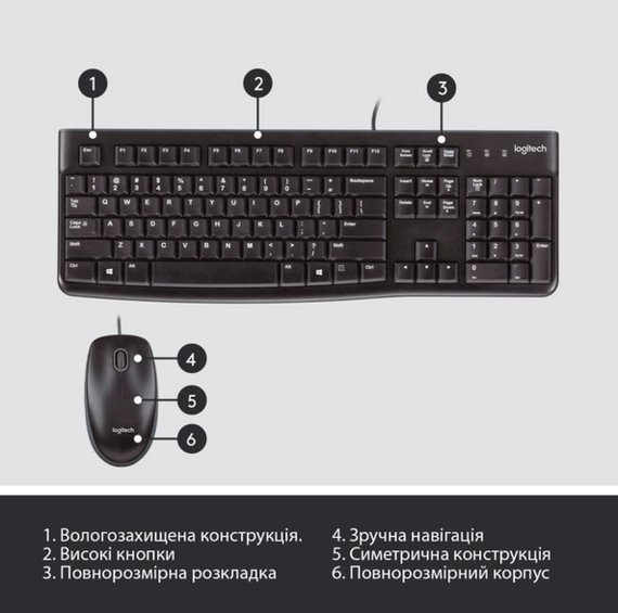 Комплект Logitech MK120 USB UA Black (920-002563) | Зображення 4