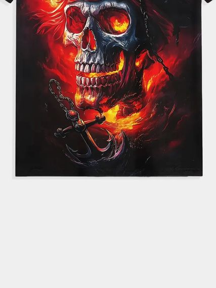 Футболка чоловіча 3D принт Череп капітана піратів у вогні термо дихаюча літня XL 54 | Зображення 3