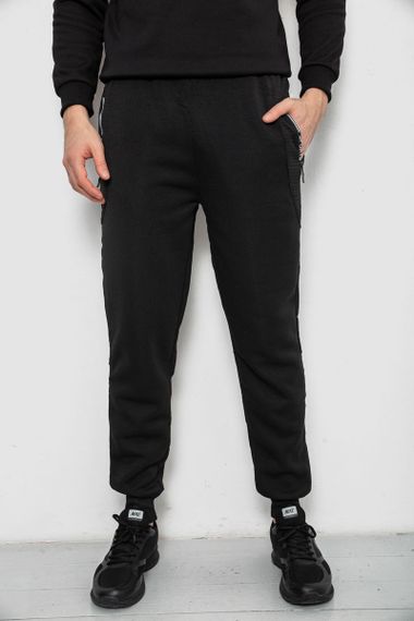 Спортивные штаны мужские на флисе, цвет черный, 244R6120