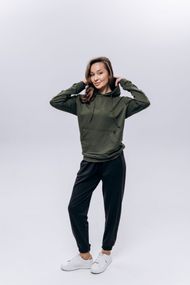 Худи жіноче (unisex) хакі двохнитка