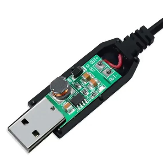 Кабель USB DC 5.5x2.1 для роутера модему з 5v на 9v з перехідником з 5,5mm на 3,5mm Чорний