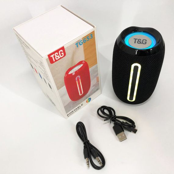 Портативная Bluetooth-колонка TG653 USB с ремешком, аккумуляторная колонка для музыки. Цвет: черный | Зображення 8