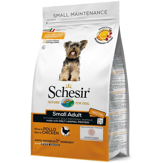 Корм Schesir Dog Small Adult Chicken сухой монопротеиновый с курицей для собак малых пород 2 кг