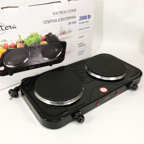 Портативна електрична електроплита Suntera, Плита електрична настільна дискова на дві конфорки RH-34 | Зображення 3