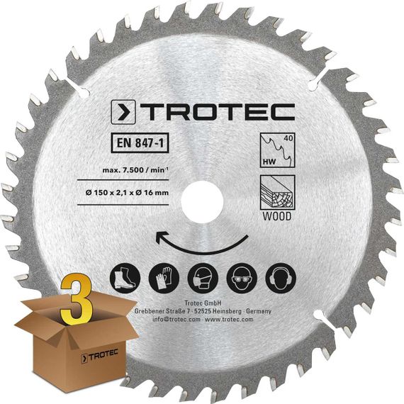 Диск пиляльний Trotec 150х16х2,1 HW40 Wood (3 шт) (6215001321) | Зображення 1