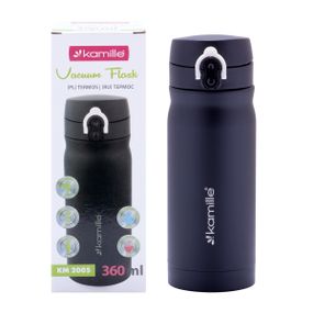 Термос-пляшка чорний 360ml із нержавіючої сталі