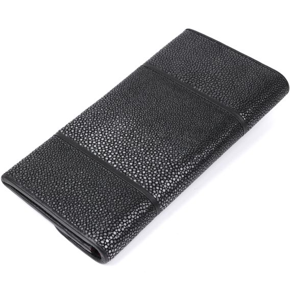 Кошелек женский STINGRAY LEATHER 18113 из натуральной кожи морского ската Черный | Зображення 1