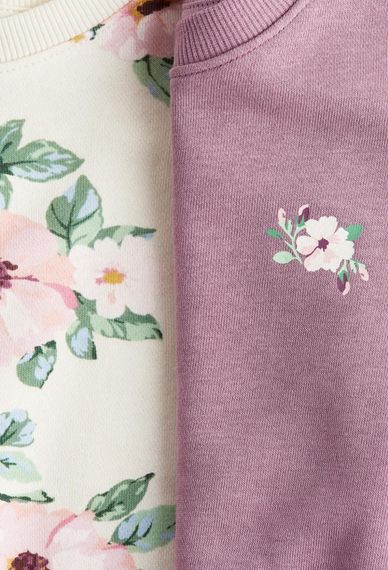 Набір дитячих світшотів 2 шт для дівчинки H&M 110-116 см Бузковий/Молочний (26062205C) | Зображення 2