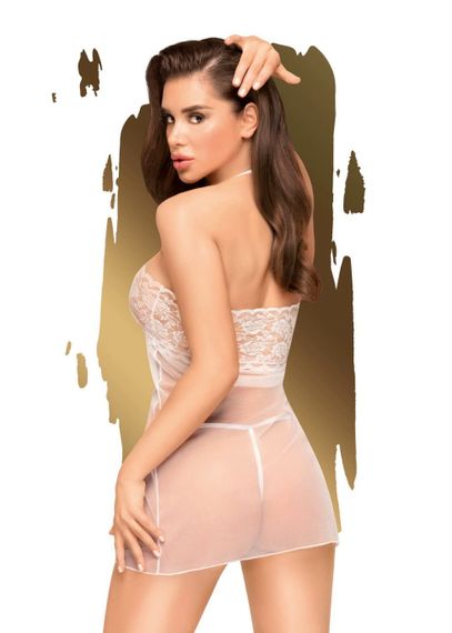 Приталена сорочка-сітка зі стрінгами Penthouse - All Yours Біла M/L | Зображення 1