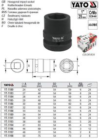 Головка торцева ударна 6-гранна 1" М41х65 мм Польща YATO YT-1194