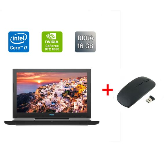 Игровой ноутбук Dell G7 7588 / 15.6" (1920x1080) IPS / Intel Core i7-8750H (6 (12) ядер по 2.2 - 4.1 GHz) / 16 GB DDR4 / 512 GB SSD / nVidia GeForce GTX 1060, 6 GB GDDR5, 192-bit / WebCam / Windows 10 б/у + Подарок Беспроводная мышь / USB