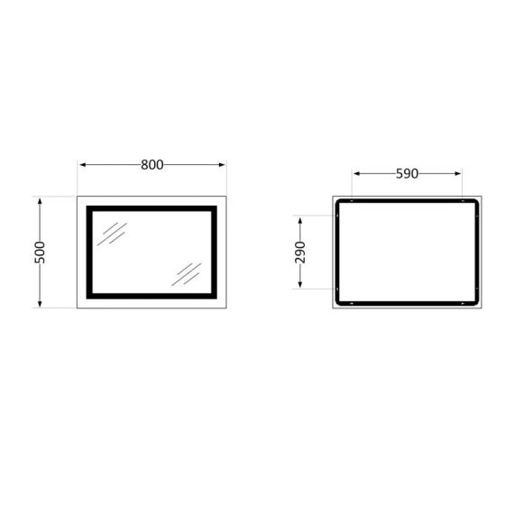 Дзеркало Qtap Cardinal (CA1) 800х500 з LED-підсвіткою Touch, з антизапотіванням, з димером, темп. кольору (3000-6500K) Reverse | Зображення 1