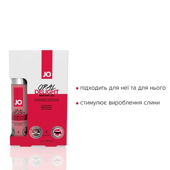 Гель для оральних пестощів JO Oral Delight — Strawberry Sensation (30 мл), ефект холод-тепло | Зображення 2