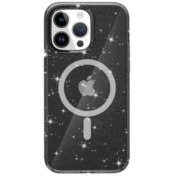 Чехол TPU Galaxy Sparkle (MagFit) для Apple iPhone 14 Pro Max (6.7") Black+Glitter | Зображення 2