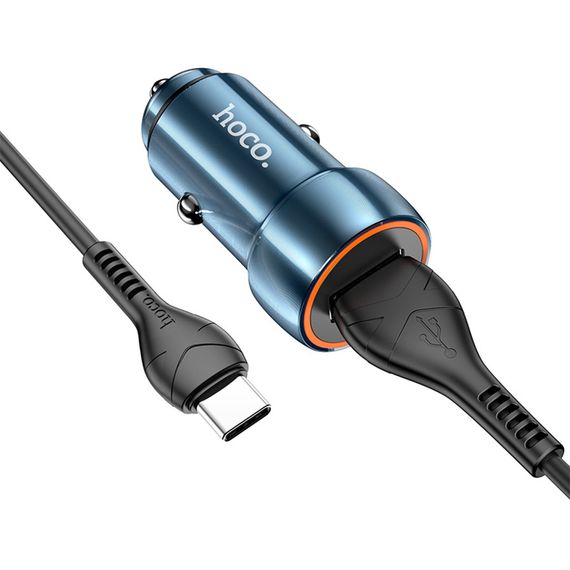 Набір АЗУ 12-24V HOCO Z46 + кабель Type-C, 1xUSB, 18W, кабель 1м, Blue, Box | Зображення 3