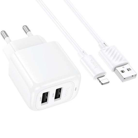 СЗУ Hoco CS51A Surplus (2USB-A) + кабель USB to Lightning White | Зображення 2