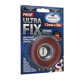 Стрічка двостороння 12мм*2м 500мкм Prof Ultra Fix Standart Мустанг