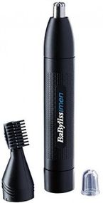 Тример BaByliss для стрижки волосся в носі і вухах, 2 насадки, чорний (E652E)