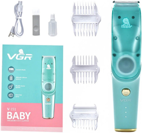 Машинка для стрижки дітей та немовлят VGR Baby V-151, Бездротовий тример 3 насадки з витяжкою