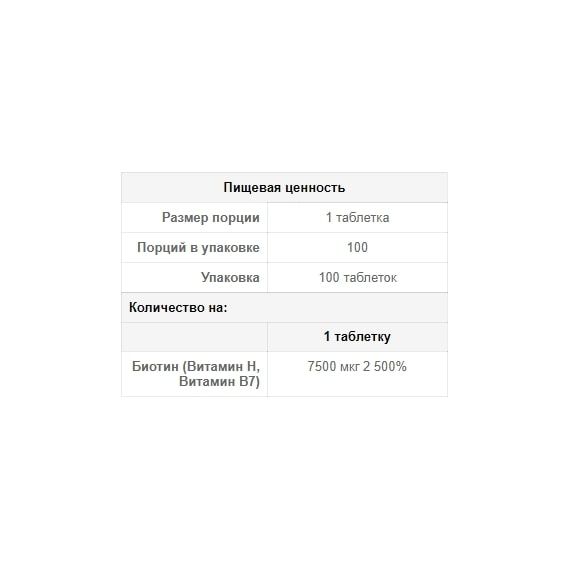 Биотин Puritan's Pride Biotin 7500 mcg 100 Tabs PTP-18556 | Зображення 1