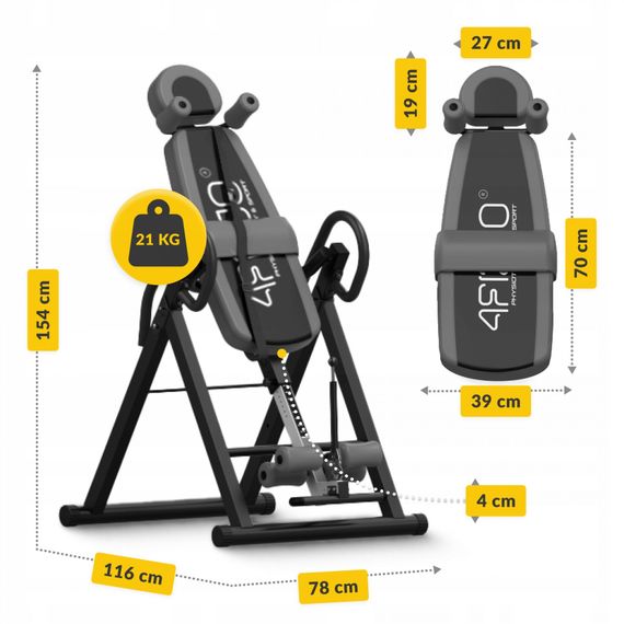 Стіл інверсійний 4FIZJO регульований 4FJ0655 Black/Grey (P-5905973401951) | Зображення 1