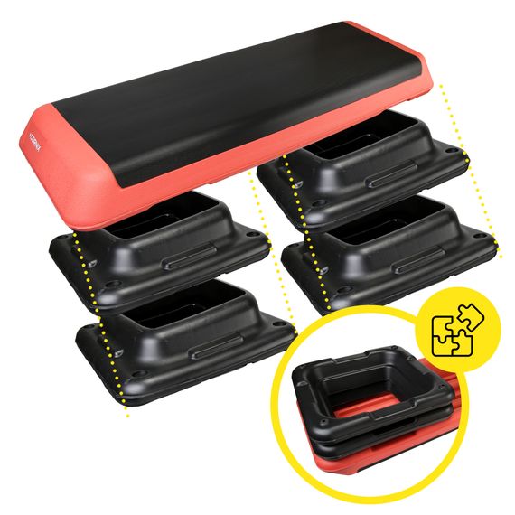 Степ-платформа 3-ступінчаста Cornix Pro 109 х 41 х 10-20 см XR-0404 Black/Red | Зображення 1