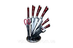 Червоний Набір столових ножів+ножиці+чистка 9 предметів
