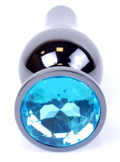 Анальний затор Boss Series - Jewellery Dark Silver BUTT PLUG Light Blue, BS6400058 Sex Aura | Зображення 1