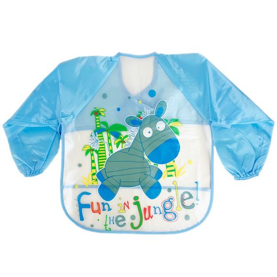 Слинявчик з рукавами "Зебра" MGZ-0610-1 блакитний, лейончатий, на зав`язках