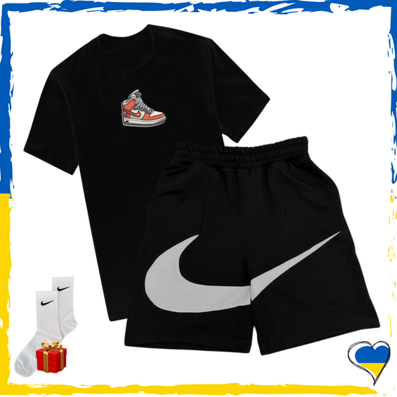Комплект шорти Nike Big Swoosh та футболка Nike. Комплект Найк Біг Свуш Чорний, XS/S