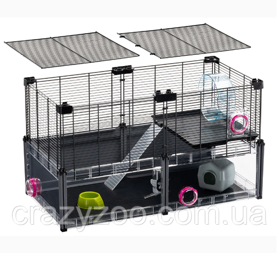 Модульна клітка для хом'яків та мишей Ferplast Multipla Hamster з аксесуарами чорна 72.5x37.5x42 см 57007217 | Зображення 4