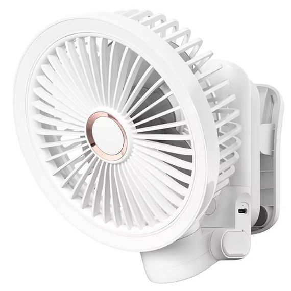 Портативный вентилятор GF12 с зажимом+LED 5400mAh White