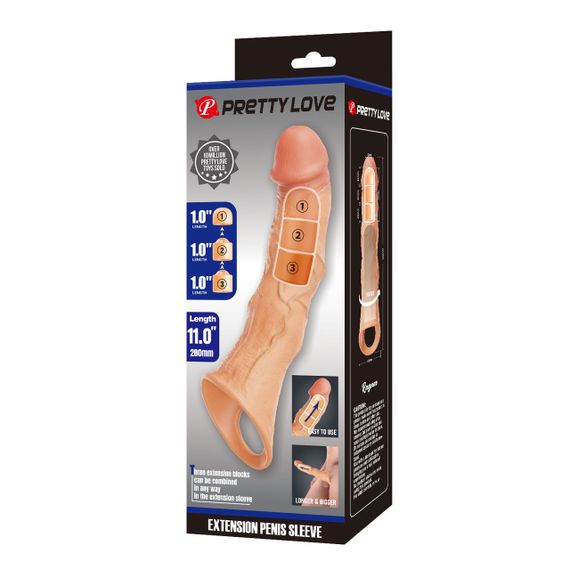Подовжуюча насадка на пеніс Extension Penis Sleeve with Modular Length Blocks – 28 cm Sex Aura | Зображення 6