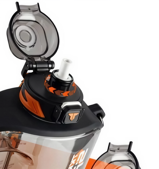 Спортивна пляшка для води TKK Sport 1600 мл з Тритану (BPA Free), чорна квадратна пляшка з трубочкою та ремінцем | Зображення 3