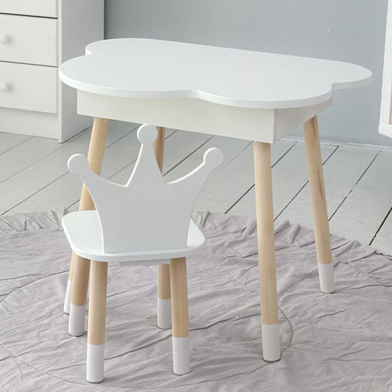 Новинка! Дитячий білий столик хмаринка з нішею і стільчик корона біла 85295 | Зображення 2