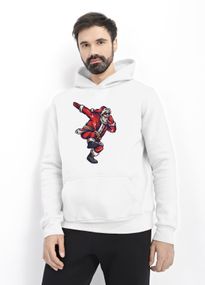 Худі чоловіче біле з принтом "Танцюючий Санта", 2XL