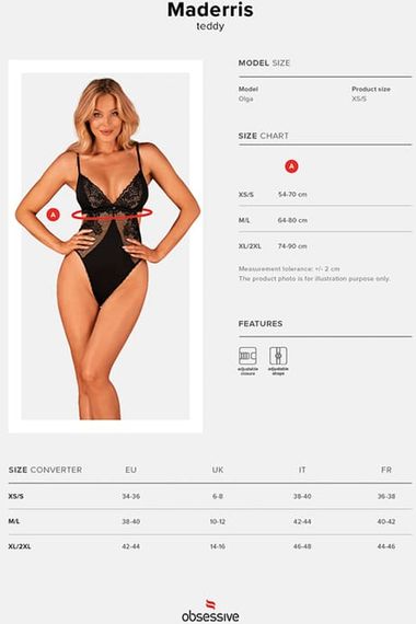 Боди Obsessive Maderris Черный XL/2XL | Зображення 6