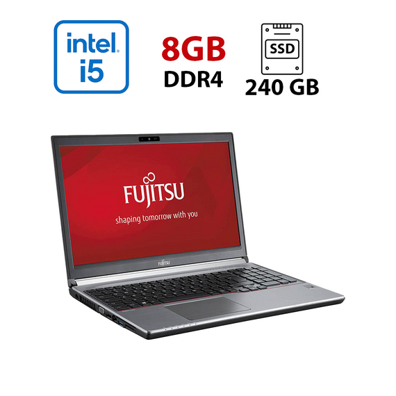 Ультрабук Fujitsu LifeBook E756 / 15.6" (1366x768) TN / Intel Core i5-6200U (2 (4) ядра по 2.3 - 2.8 GHz) / 8 GB DDR4 / 240 GB SSD / Intel HD Graphics 520 / WebCam б/в