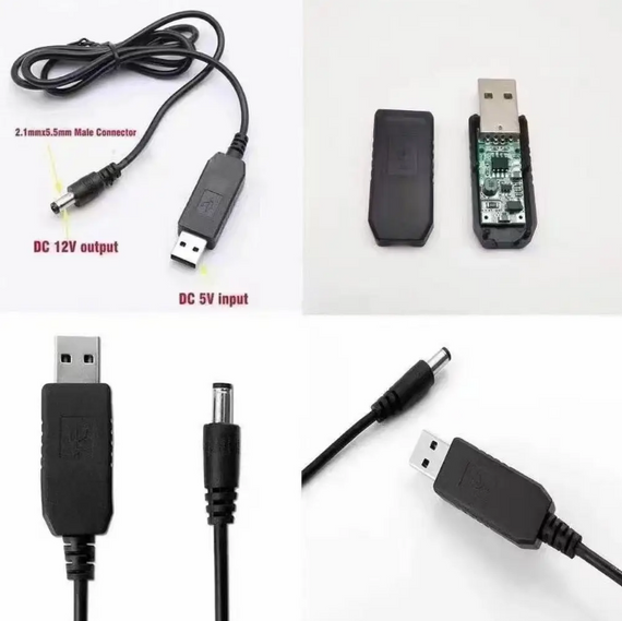 Кабель c преобразователем USB 5V - DC 5.5-2.1 / 12V для роутера, видеокамеры | Зображення 3