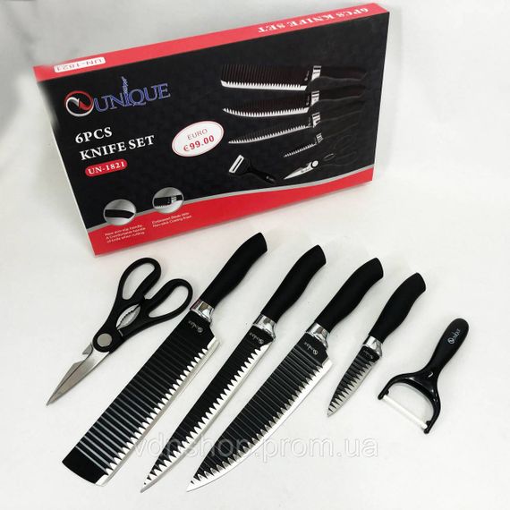 Набор ножей для новой кухни UNIQUE UN-1821 6 шт, Эксклюзивные кухонные ножи, Товары для кухни ножи HD-45 | Зображення 5