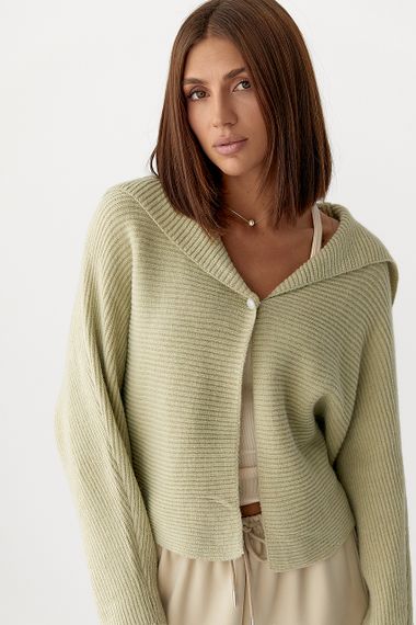 В'язаний кардиган з відкладним коміром - м'ятний цвет, ONE SIZE (є розміри) | Зображення 4