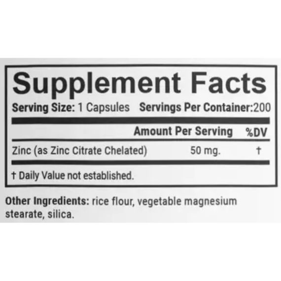 Микроэлемент Цинк En`vie Lab Zinc (cahelated citrate) 50 mg 200 Caps | Зображення 1