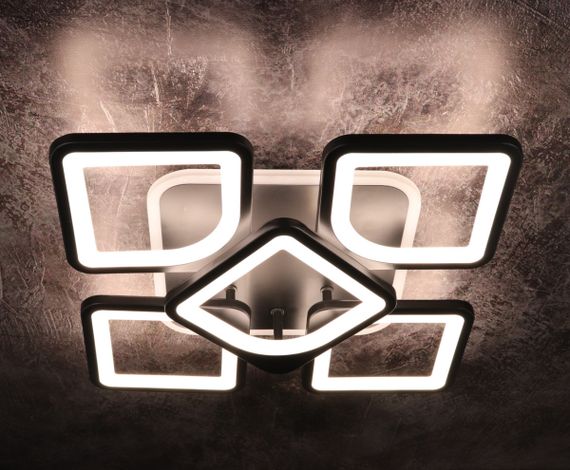 Люстра світлодіодна стельова LED світильник для квартири на стелю лед з пультом 25726 Чорний 11х40х40 см. | Зображення 2