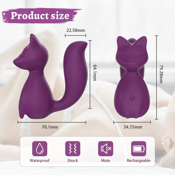 Міні-вібратор кліторальний Every Night Toys Doris у формі лисиці фіолетовий, 10 режимів вібрації Sex Aura | Зображення 7