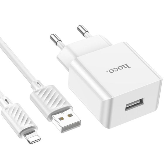Мережевий зарядний пристрій HOCO C106A Leisure single port charger set(iP) 10.5W White | Зображення 3