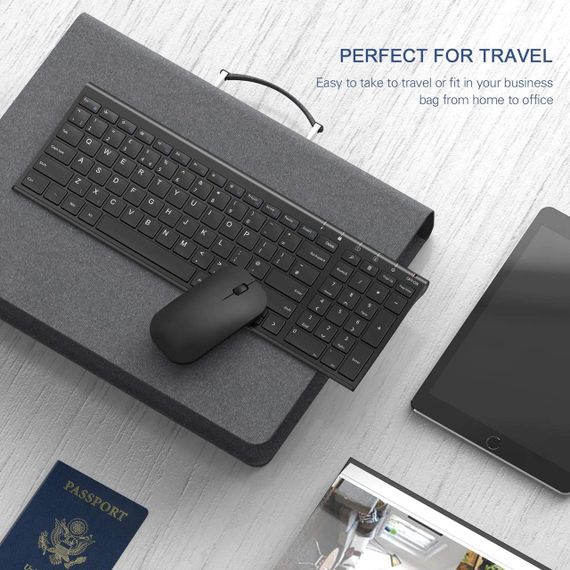 Клавіатура та миша, акумуляторна, бездротова Seeda, ультратонка металева клавіатура | Зображення 6