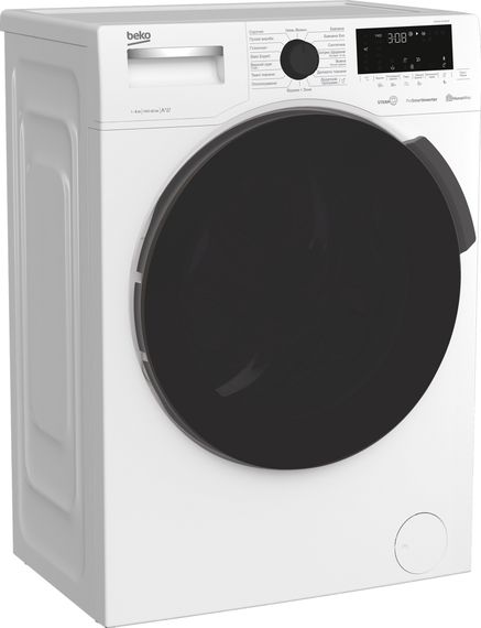 Стир. машина с фронт. загр. BEKO WUE8616XBCW, 8кг, 1400, A+++(-10%), Пар, 55см, Дисплей, Инвертор, Белый (WUE8616XBCW) | Зображення 1