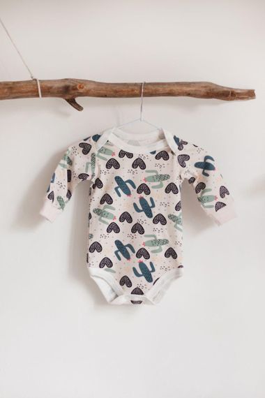Боді стрейч кулир довгий рукав принт Кактус від 1 міс до 2-х років